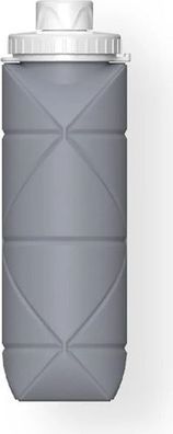 Faltbare Wasserflasche 600ml Grau - Silikon auslaufsicher Reise