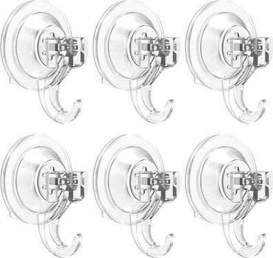6x Saugnapf Haken Transparent - stark bis 3kg ohne Bohren