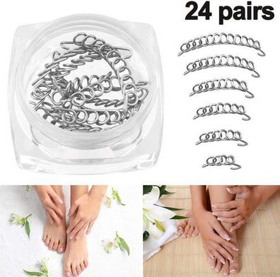 48x Zehennagel Korrektur Set Silber - eingewachsene Nägel 6 Größen