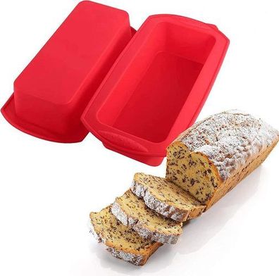 2x Silikon Brotbackform Rot 27x13x6,5cm - Antihaft Kastenform