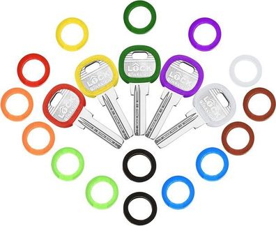 32x Schlüsselkappen Silikon 8 Farben - Türschlüssel Identifikation