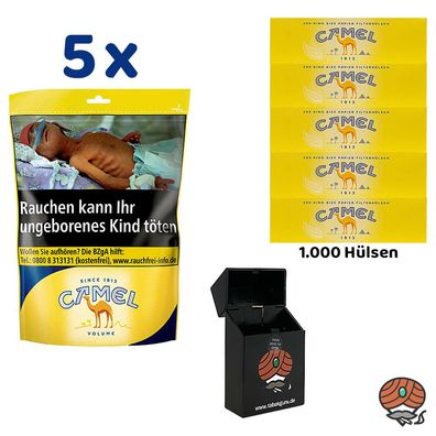 Camel Volumentabak Beutel 5x 91g + 1000 Hülsen + Box