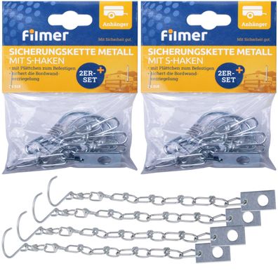 4x Sicherungskette 24cm mit Haken + Platte Bordwandverschluss Kette PKW Anhänger