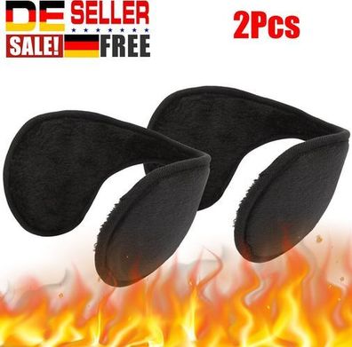 2x Ohrenschützer Faltbar Schwarz - Winter Gehörschutz Ohrwärmer