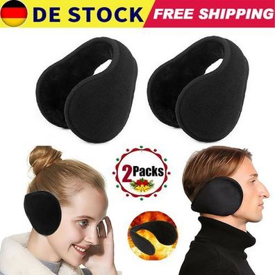 2x Ohrwärmer Plüsch Uni - klassisch Winter warm Damen Herren