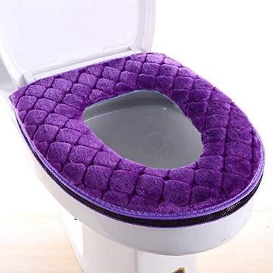Toilettensitzbezug Lila Plüsch - waschbar mit Reißverschluss