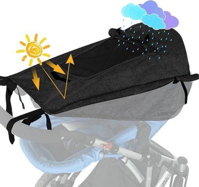 Sonnensegel Kinderwagen Schwarz UV50+ - wasserdicht mit Sichtfenster