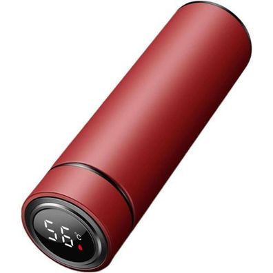 Thermosflasche 500ml Rot - Edelstahl LED-Temperaturanzeige