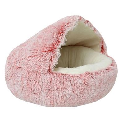 Hunde- Katzenbett Plüsch Rosa 40cm - flauschig weich rund