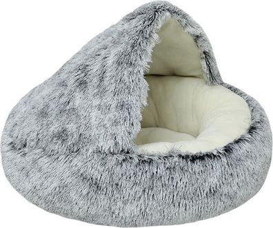 Hunde- Katzenbett Plüsch Grau 40cm - flauschig weich rund