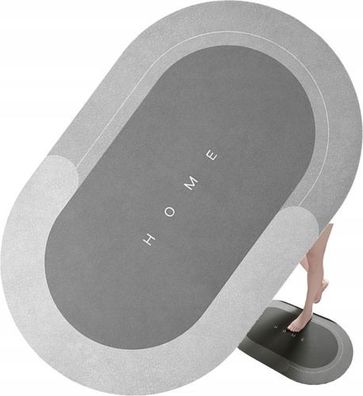 Badematte Grau Oval Schaumstoff - rutschfest elegant