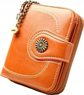 Damen Portemonnaie Retro Hellbraun - Druckknopf Geschenkidee