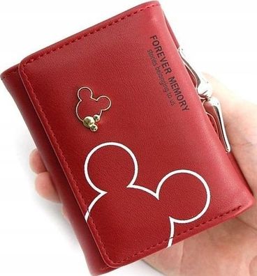 Damen Geldbörse Mickey Mouse Leder - 10 Fächer Schnappverschluss