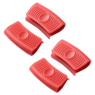2 Paar Silikon Topflappen Rot - Griffhalter Küche hitzebeständig