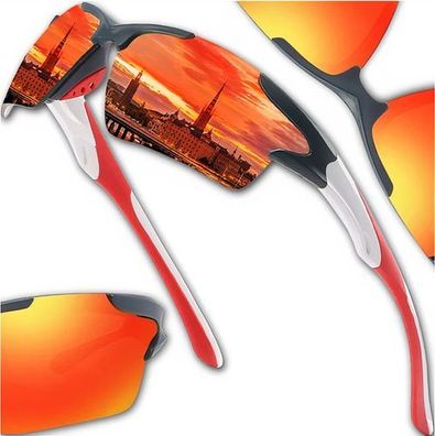 Sport Radbrille Verspiegelt Orange - Damen Herren Radfahren