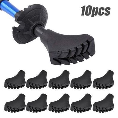 10x Nordic Walking Pads Schwarz - Gummipuffer für Trekkingstöcke