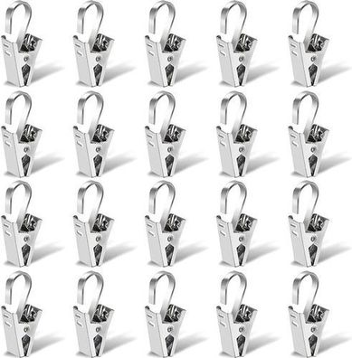 20x Vorhang Haken Clips Edelstahl - Gardinenhaken rostfrei