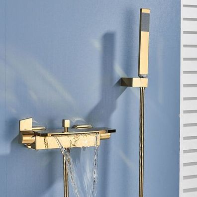 Badewannenarmatur Wasserfall mit Handbrause - Wannenarmatur Messing