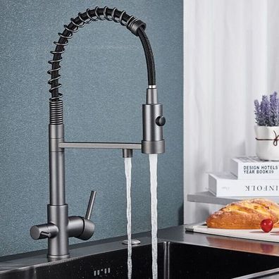 3-Wege Küchenarmatur Trinkwasserhahn - Wasserfilter 48cm Höhe