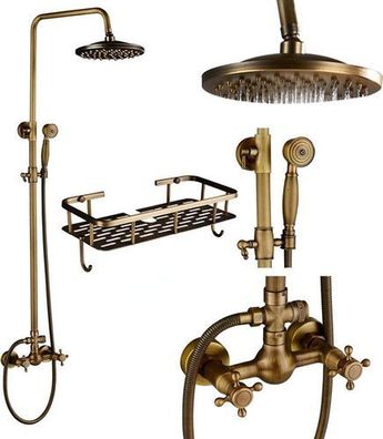 8 Zoll Duschsäule Retro-Set A02 - mit Handbrause Duschsystem