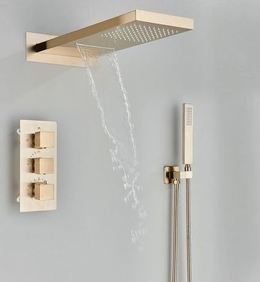 Unterputz Duschsystem Thermostat - Wasserfall 3-Wege Mischbatterie