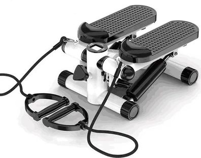Mini-Stepper Schwarz-Weiß 100kg - Treppenstepper mit Widerstandsband
