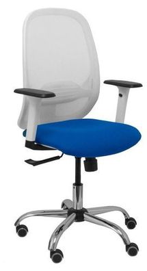 Bürostuhl Cilanco Weiß-Blau - Netzrücken verstellbare Armlehne