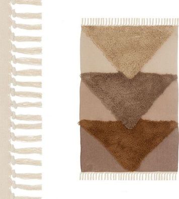 LOLAhome Fransenteppich Dunkelbraun 120x180cm - Dreiecke Baumwolle
