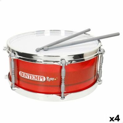 4x Trommel Bontempi Rot Kunststoff 31x15x31cm - Kinder Musikinstrument