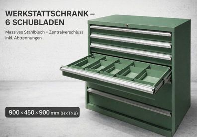 Werkzeugschrank Schubladenschrank Werkstattschrank 6 Schubladen + Abtrennung NEU