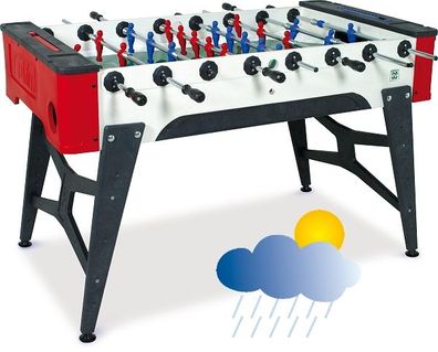 Tischkicker Storm Outdoor F-1 Ausführung mit Teleskop-Spielstangen SA-Sport Safety