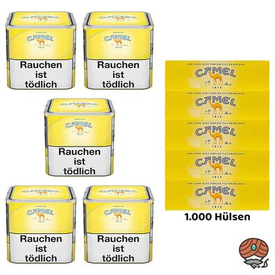 Camel Feinschnitttabak Dose 5x 58g + 1000 Camel Hülsen