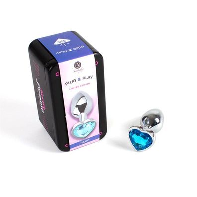 Blaues Herz Metall Butt Plug Größe S
