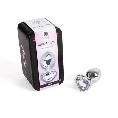 Klarer Kristall Herz Metall Butt Plug Größe S