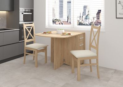 Küchen-/Esszimmer-Set, ausziehbarer Tisch + 2 Stühle. Verschiedene Farben