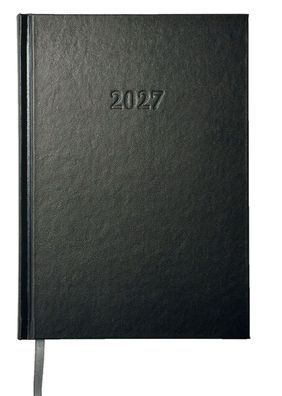 2027 Günstiger Buchkalender Chefplaner A5 schwarz 1T/1S auch sonntags