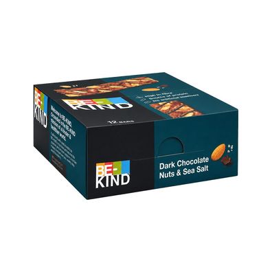 Be-Kind Riegel Dark Chocolate Nuts & Sea Salt, Kiste mit 12x 40g
