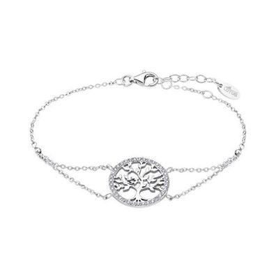 Gentle silver bracelet Tree of Life with clear zircons LP1746-2 / 1