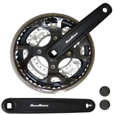 Kurbelsatz FCM300 48-38-28 Zähne, 170 mm, Aluminnium, schwarz, SunRace, FCM300-BOX