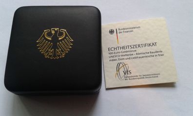 Etui und Zertifikat für 100 euro 2009 Trier Liebfrauendom 1/2 Unze Gold Deutschland