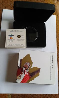 Etui und Zertifikat für die 300$ 2008 Kanada Vancouver Goldmünze