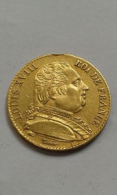20 Francs 1815 B Frankreich Ludwig XVIII. 6,4g Gold nur 1539 Exemplare - Rarität