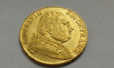 20 Francs 1815 R Frankreich Ludwig XVIII. 6,4g Gold Präge R = London - Rarität
