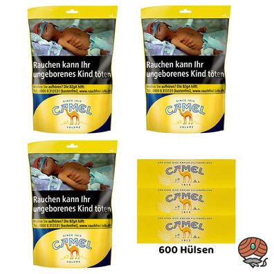 Camel Volumentabak Beutel 3x 91g + 600 Camel Hülsen