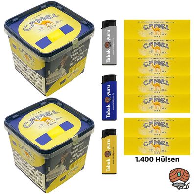 Camel Yellow/Gelb Volumentabak Eimer 2x 285g, Hülsen, Feuerzeuge
