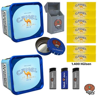 Camel Blue/Blau Volumentabak Eimer 2x 285g, Hülsen, Ascher, Feuerzeuge, Box