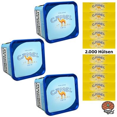 Camel Blue/Blau Volumentabak/Zigarettentabak Eimer 3x 285g, 2000 Hülsen