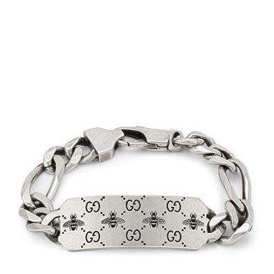 Gucci - YBA728264001 - Gucci Signature Bracelet in sterling silver with bee and Doubl