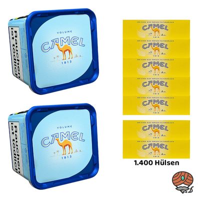 Camel Blue/Blau Volumentabak/Zigarettentabak Eimer 2x 285g, 1400 Hülsen