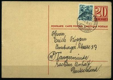 Schweiz Auslandspostkarte m. Zus.-Frank. X17A952